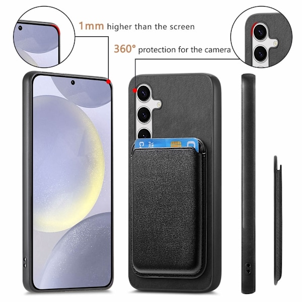 SKALO Samsung S25+ 2-i-1 PU-Läder Skal+Korthållare - Svart Svart
