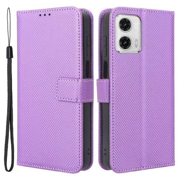 SKALO Motorola Moto G73 5G Premium Mini Rhombus Wallet Flip Cove Purple