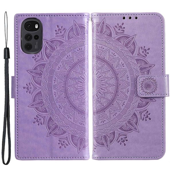 SKALO Motorola Moto G22 Mandala lompakkokotelo - Violetti Purple