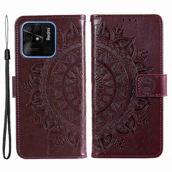 SKALO Xiaomi Redmi 10C Mandala Plånboksfodral - Mörkbrun Mörkbrun