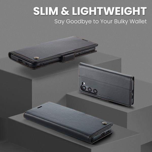CaseMe Samsung S25 023 Series PU-Läder Flip Cover - Sort Black