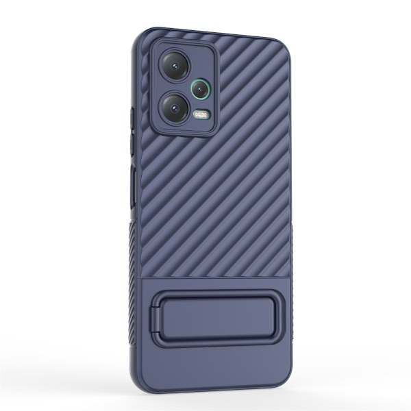 SKALO Xiaomi Redmi Note 12 5G Twill 2.0 TPU skal med ställ - Mörkblå Mörkblå