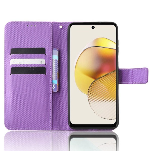 SKALO Motorola Moto G73 5G Premium Mini Rhombus Lompakkokotelo - Violetti Purple