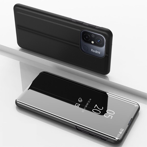 SKALO Xiaomi Redmi 12C 4G Clear View Mirror Etui - Sort Black