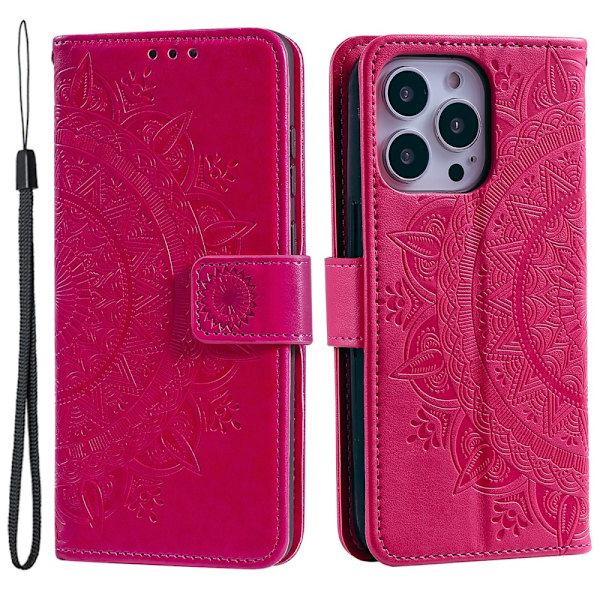 SKALO iPhone 15 Pro Mandala Flip Cover - Cerise Cerise