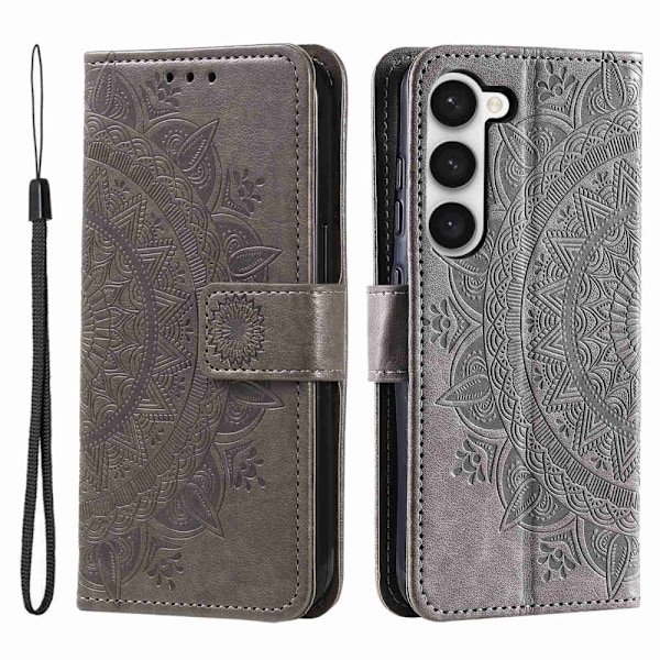 SKALO Samsung S23 Mandala lompakkokotelo - Harmaa Grey