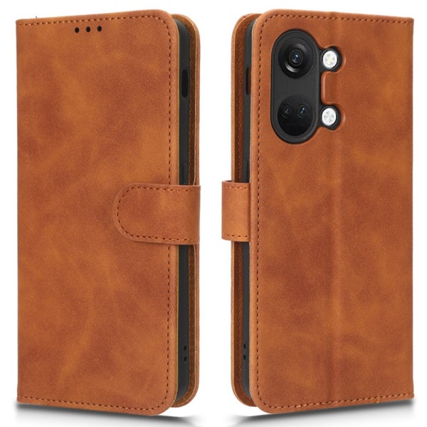 SKALO OnePlus Nord 3 5G / Ace 2V Matt PU-Läder Plånboksfodral - Brun Brun