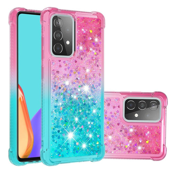 SHELL Samsung A52/A52s Quicksand Glitter Hearts TPU-kotelo - vaaleanpunainen Multicolor