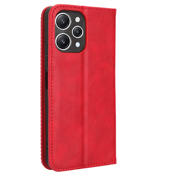SKALO Xiaomi Redmi 12 4G/5G Kohokuvioitu Premium lompakkokotelo - Punainen Red
