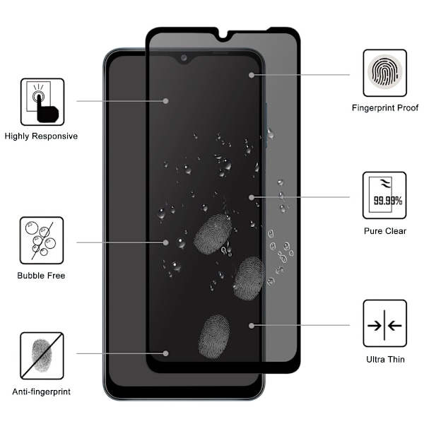 2-PAK SKALO Samsung A36 Privacy Hærdet Glas Skærmbeskyttelse - Sort Black