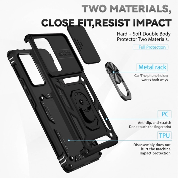 SKALO Xiaomi 12 Pro Armor Hybrid Metallring Kameraslider - Svart Svart