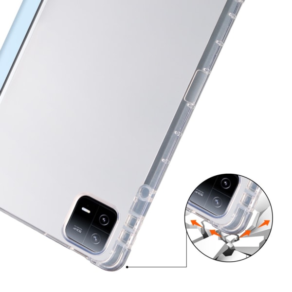SKALO Xiaomi Pad 6 Trifold Fodral med Transparent Baksida - Ljus Ljusblå