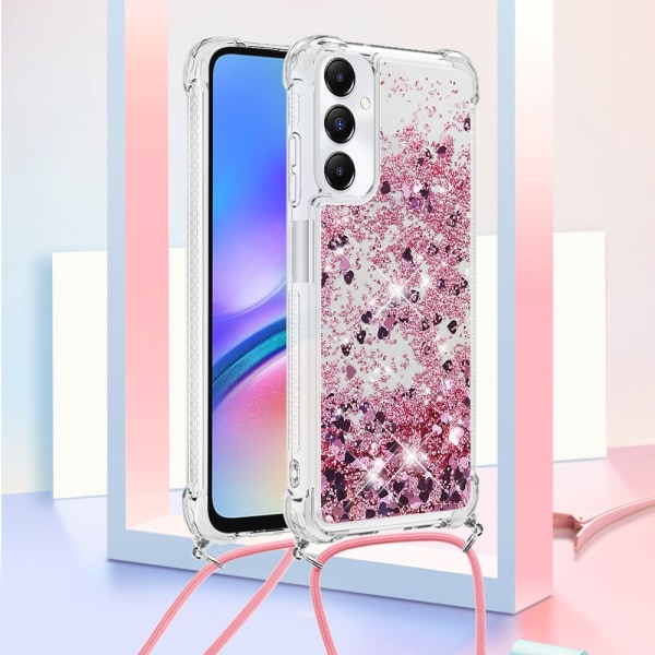 SKALO Samsung A05s 4G Kvicksand Glitter Mobilhalsband - Rosa Rosa