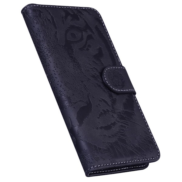 SKALO Motorola Moto G84 5G Embossed Tiger Plånbok - Svart Svart