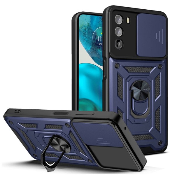 SKALO Motorola Moto G52 Armor Hybrid Metallring Kameraslider - Blå Blå