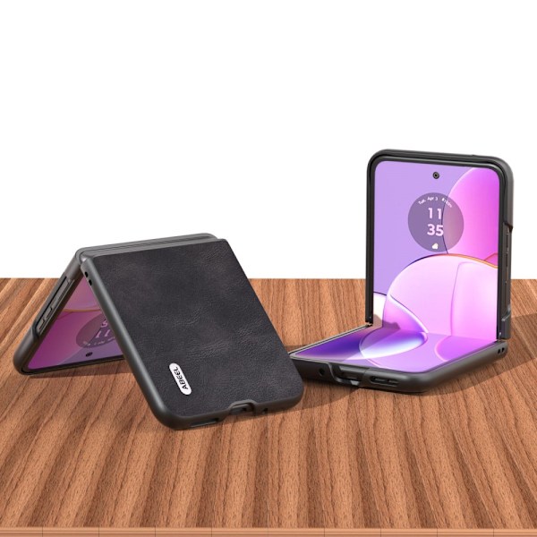 SKALO Motorola Razr 40 5G ABEEL PU-Läder Fold Skal - Svart Svart