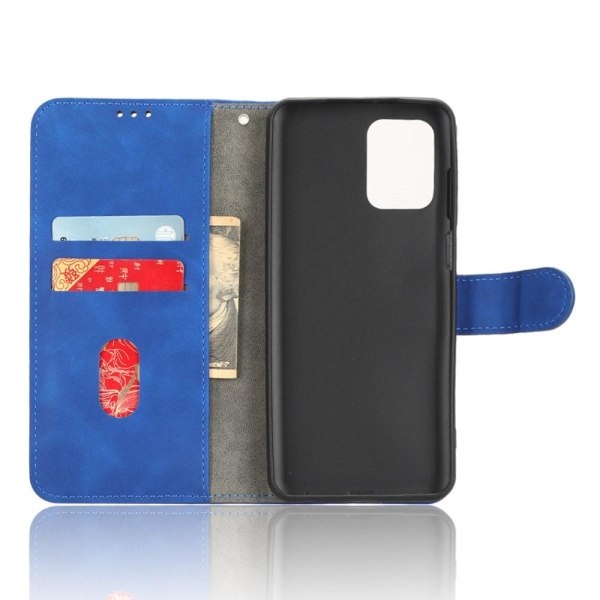 SKALO Motorola Moto G53 5G Matt PU Nahka lompakkokotelo - Sinine Blue