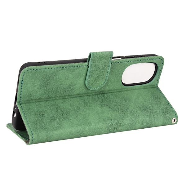 SKALO Motorola Moto G52 Matt PU-Läder Plånboksfodral - Grön Grön