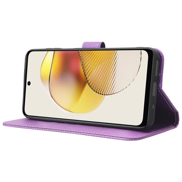 SKALO Motorola Moto G73 5G Premium Mini Romb Plånboksfodral - Lila Lila