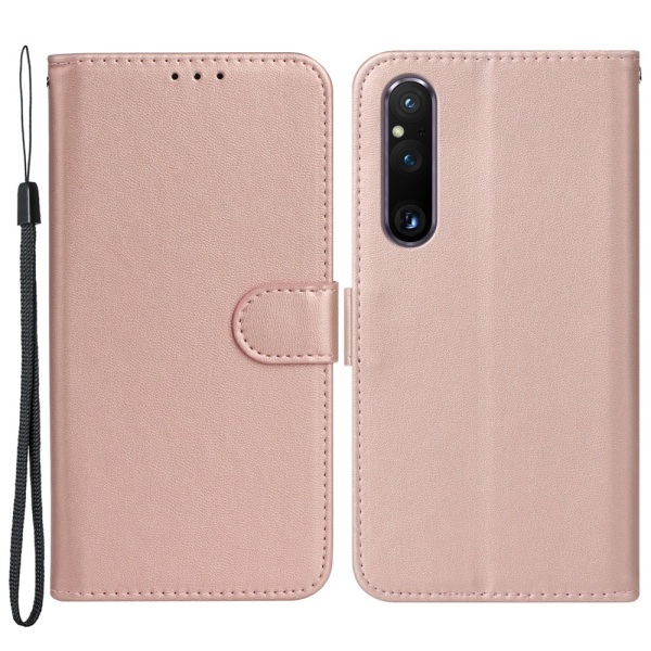 SKALO Sony Xperia 1 V Lompakkokotelo PU-nahkaa - Ruusukulta Pink gold