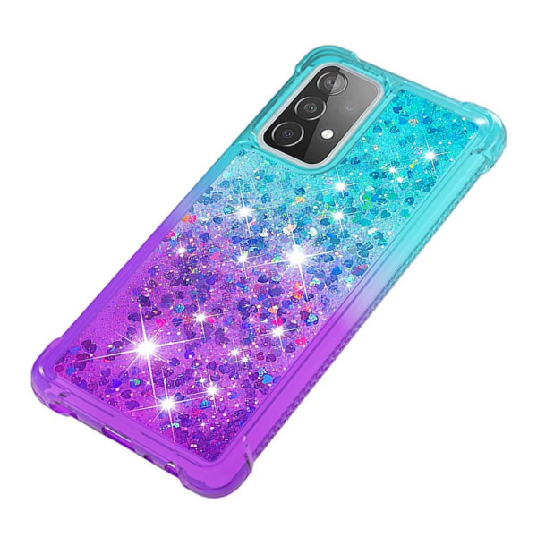 SHELL Samsung A52/A52s Quicksand Glitter Hearts TPU-kotelo - Turk Multicolor