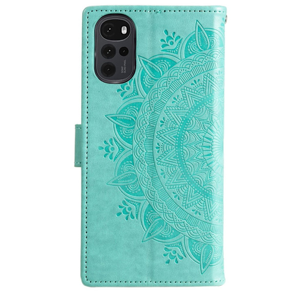 SKALO Motorola Moto G22 Mandala lompakkokotelo - Turkoosi Turquoise