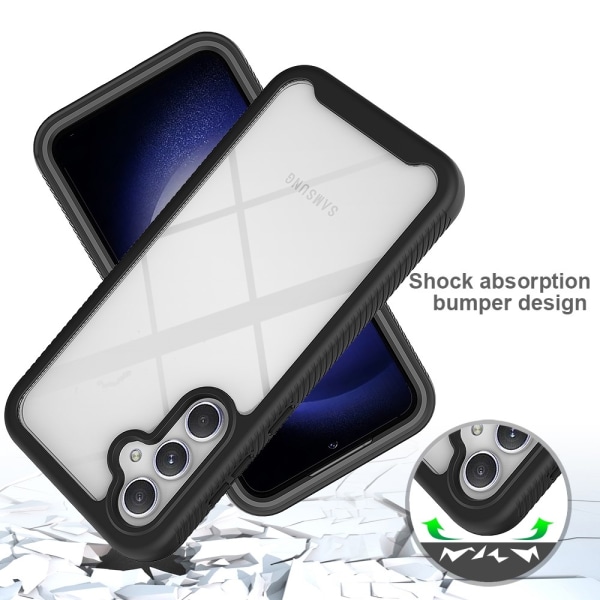 SKALO Samsung A55 5G Iskunkestävä Clear Hybrid Suojakuori + suojakalvo - Musta Black