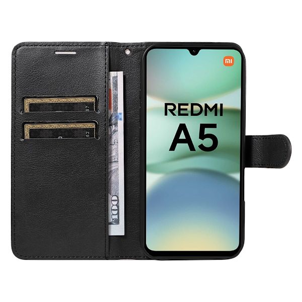 SKALO Xiaomi Redmi A5 4G PU-läder Plånboksfodral - Fler färger Svart