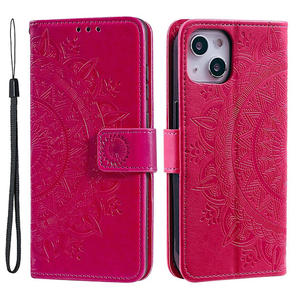 SKALO iPhone 15 Mandala Flip Cover - Cerise Cerise