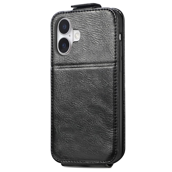 SKALO iPhone 16 Vertical Flip Lompakkokotelo - Musta Black