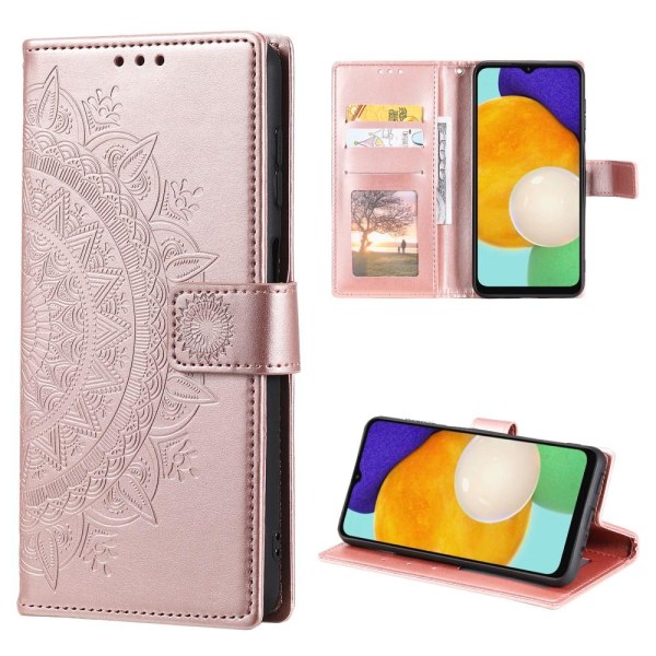 SKALO Samsung A04s 4G Mandala Flip Cover - Rosa guld Pink gold