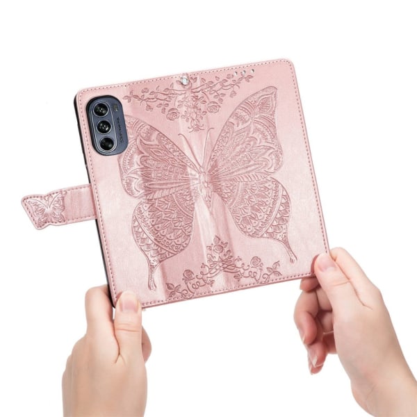 SKALO Motorola Moto G62 5G Mandala Butterfly Flip Cover - Rosa g Pink gold