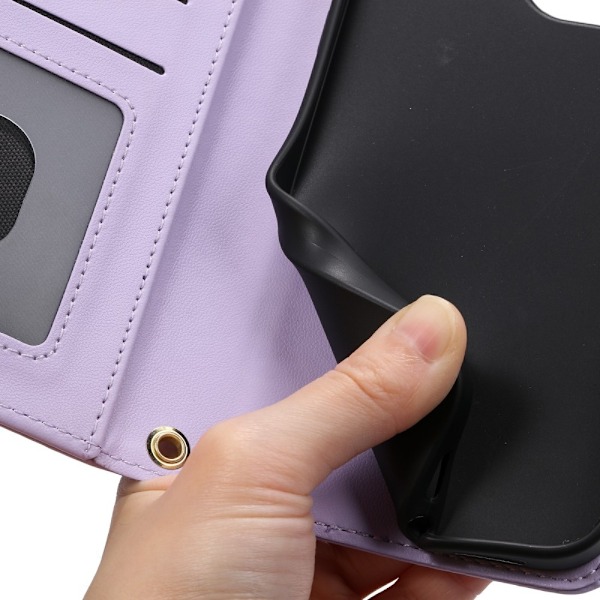 SKALO Samsung S25 Edge Quiltet Skulderrem Flip Cover - Lilla Purple