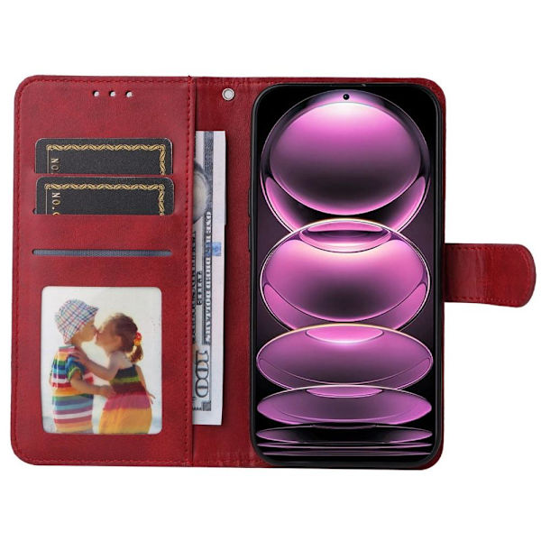 SKALO Xiaomi Redmi Note 12 Pro 5G Flip Cover m. pung i PU-læder - Rød Red