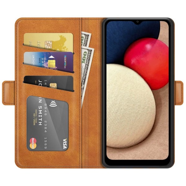 SKALO Samsung A02s / A03s Premium Wallet Case - Lysebrun Light brown