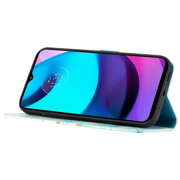 SKALO Motorola Moto G14 Marmor 3D Plånboksfodral Turkos