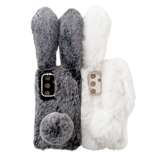 SKALO Samsung S24 3D Soft Furry Bunny Ears Suojakuori - Valkoine White