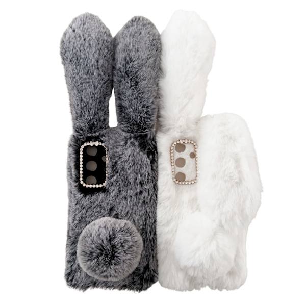 SKALO Samsung S24 3D Soft Furry Bunny Ears Suojakuori - Valkoinen White