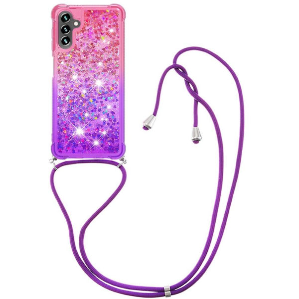 SKALO Samsung A34 5G Kvicksand Glitter Mobilhalsband - Rosa-Lila multifärg