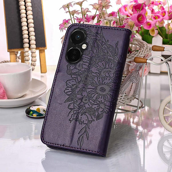 SKALO OnePlus Nord CE 3 Lite 5G Mandala Butterfly Flip Cover - Mørk lilla Dark purple