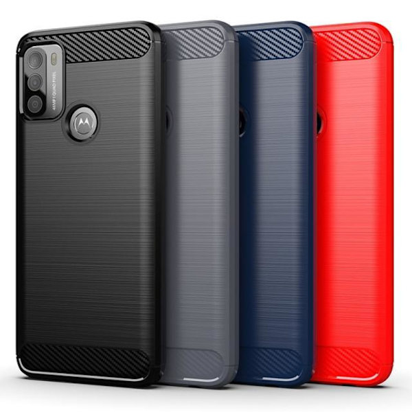 SKALO Moto G50 Armor Carbon Iskunkestävä TPU suojakuori - Valitse väri Red