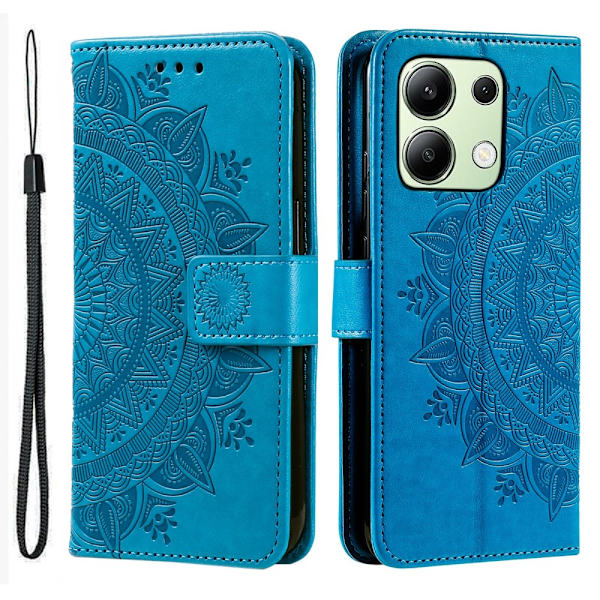 SKALO Xiaomi Redmi Note 13 4G Mandala Flip Cover - Blå Blue