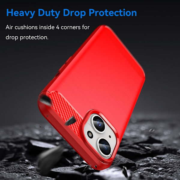 SKALO iPhone 15 Plus Armor Carbon Stødsikker TPU-cover - Vælg farve Red