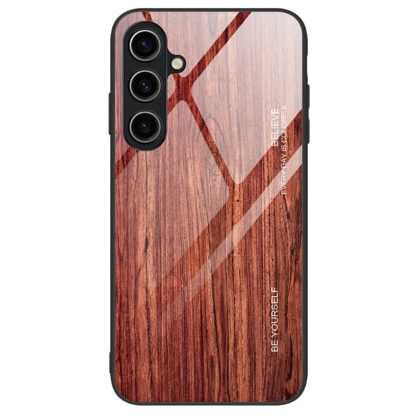 SKALO Samsung A15 5G Wood karkaistu lasi TPU-suojakuori - Punain Red