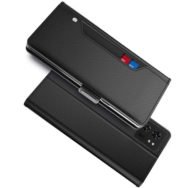 SKALO Motorola Edge 40 5G Kortholder Mirror Flip Cover - Sort Black