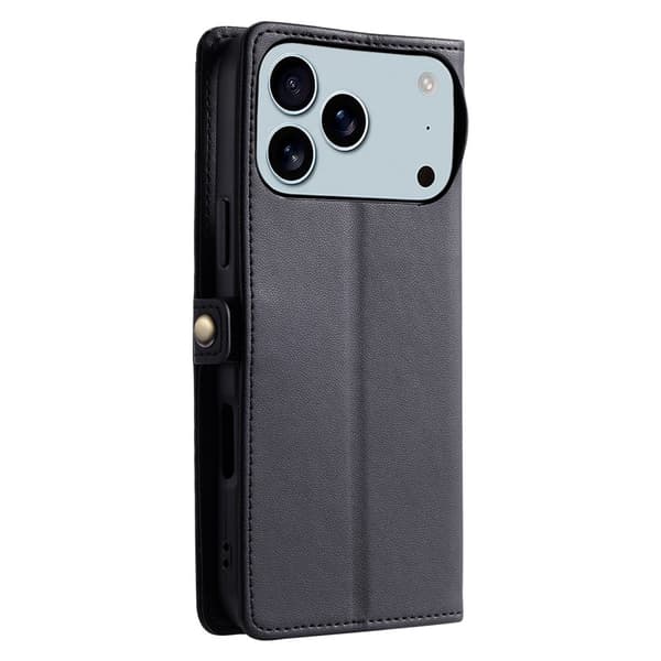 SKALO PU-Læder Kuvert Flip Cover til iPhone 18 Pro Max - Sort Black
