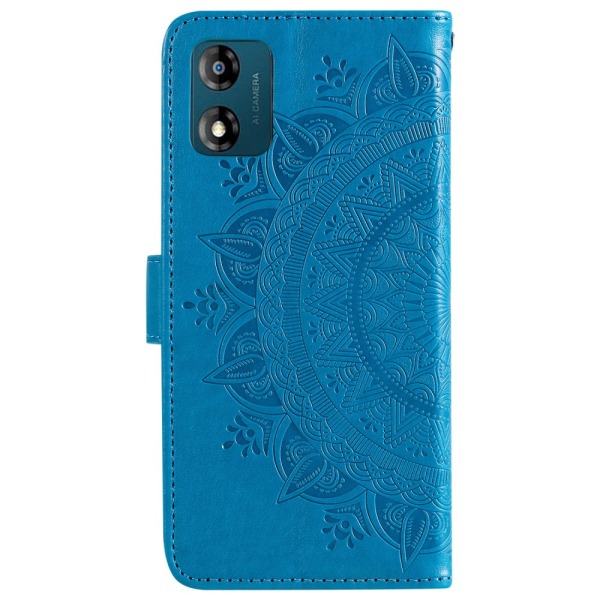 SKALO Motorola Moto E13 4G Mandala Plånboksfodral - Blå Blå