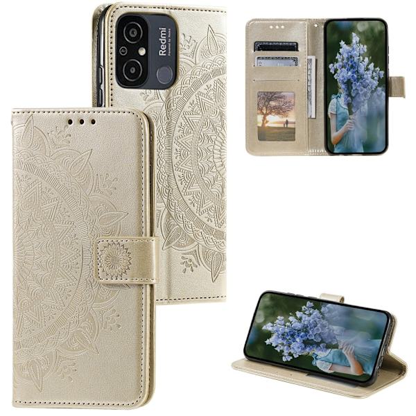 SKALO Xiaomi Redmi 12C 4G Mandala lompakkokotelo - Kulta Gold