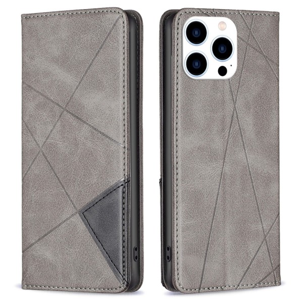 iPhone 15 Pro BINFEN COLOR Embossed Plånboksfodral - Grå grå