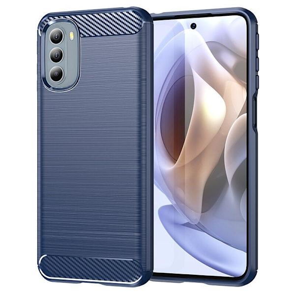 SKALO Moto G51 Armor Carbon Iskunkestävä TPU suojakuori - Valitse väri Blue